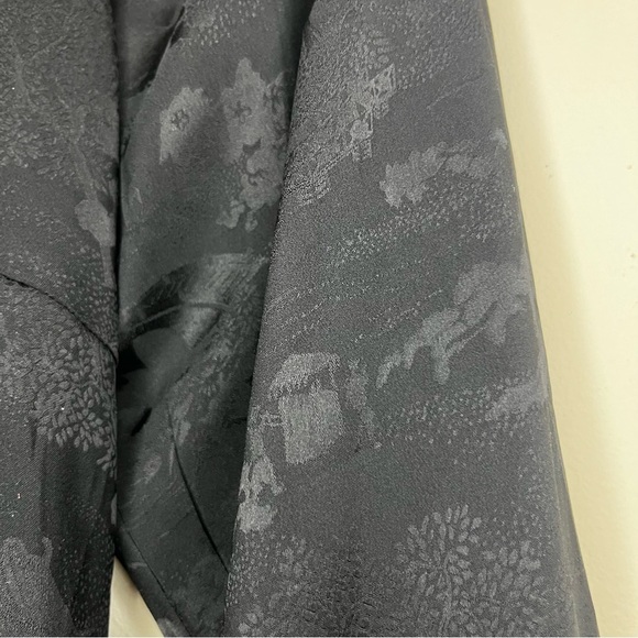 STAY REAL Silky Jaquard Flowy Boho Japanese Printed Front Buttondown Blouse Top - Picture 12 of 12